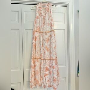 Olivia James The Label Coral Toile Maxi Dress sz Medium M